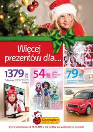 Zabawki dla dzieci, prezenty pod choinkę, lalki, samochodziki Biedronka promocje od 2013.11.18 Gazetka 64 strony