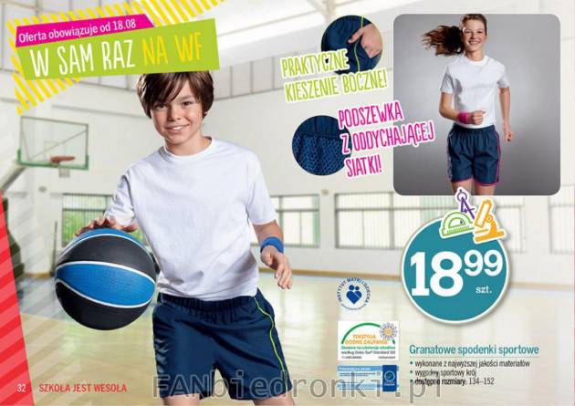 Granatowe spodenki sportowe dla chłopców i dziewczynek z praktycznymi kieszonkami ...