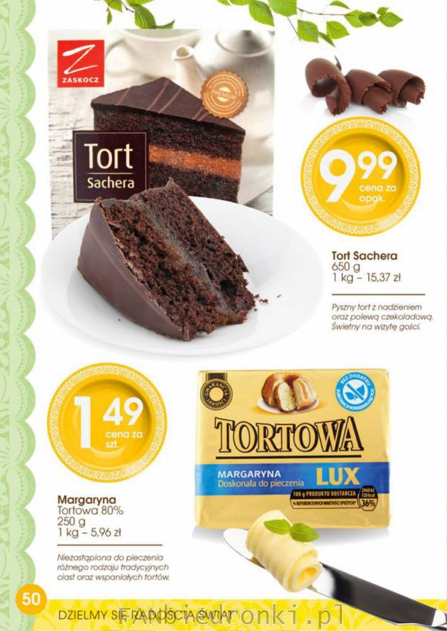 Tort Sachera z nadzieniem i polewą czekoladową za 9,99 zł w ofercie Biedronki.
