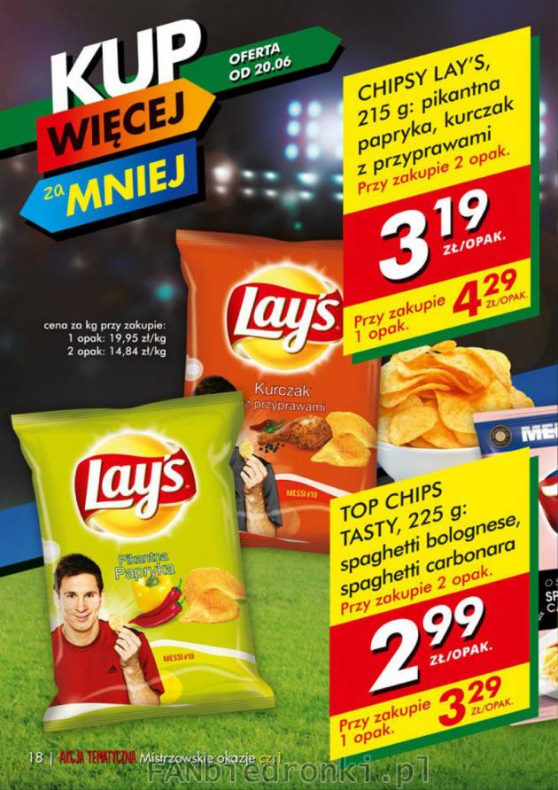 Chipsy Lay&#039; s w cenie 3,19 zł przy zakupie 2 opakowań i chipsy Top Chips ...