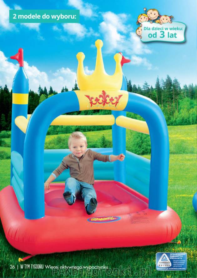 Zamek dmuchany to świetna zabawa na świeżym powietrzu dla dzieci od 3 roku życia.
