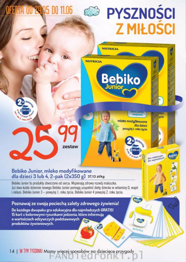 Mleko modyfikowane Bebiko Junior ubogaca dietę dziecka w witaminę D, żelazo i wapń.