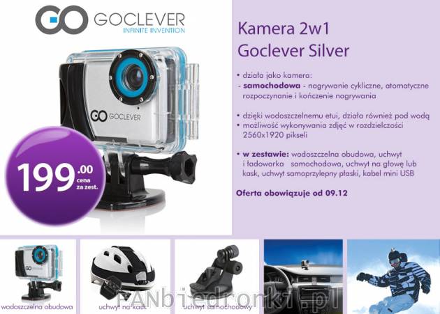 Kamera 2w1 marki Goclever. Urządzenie wielofunkcyjne: działa jako kamerka samochodowa ...