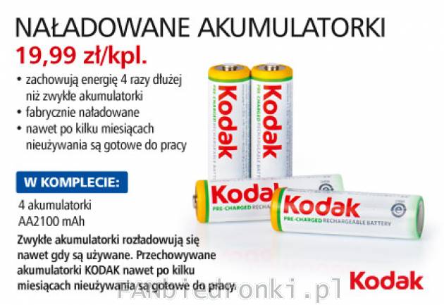 Naładowane akumulatorki Kodak Pre charged , Cena: 19,99 zł/kpl.
- Kodak
- pojemność ...