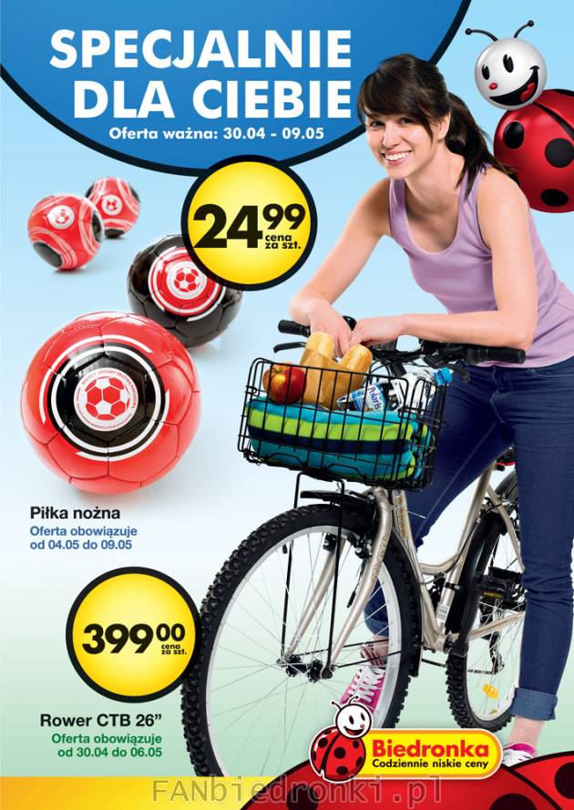 Rower miejski z Biedronki, cena 399PLN, piłka nożna, cena 24,99PLN