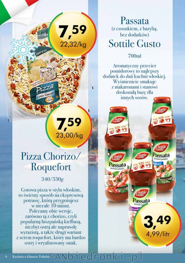Pizza Chorizo/Roquefort cena 7,59 zł. Passata z czosnkiem, z bazylią, bez dodatków ...