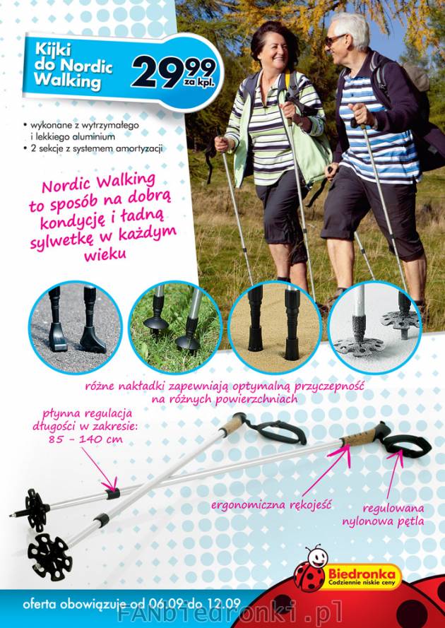 Kijki do Nordic Walking wykonane z wytrzymałego i lekkiego aluminium cena 29,99 ...