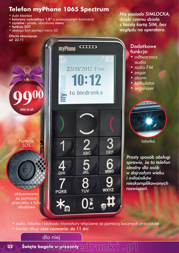 Komórka myPhone 1065 Spectrum cena 99PLN - duże klawisze czytelny wyświetlacz, ...
