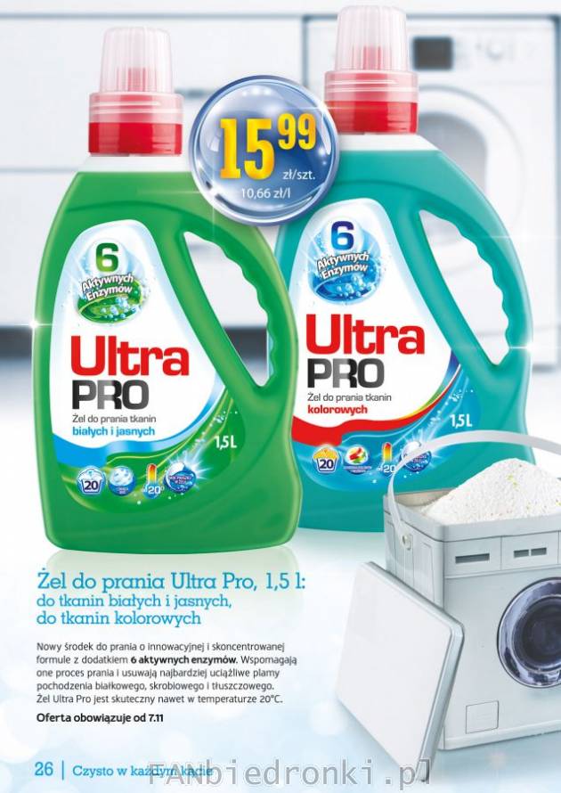 Żel do prania Ultra Pro w Biedronce:
- do tkanin białych i jasnych oraz do tkanin ...