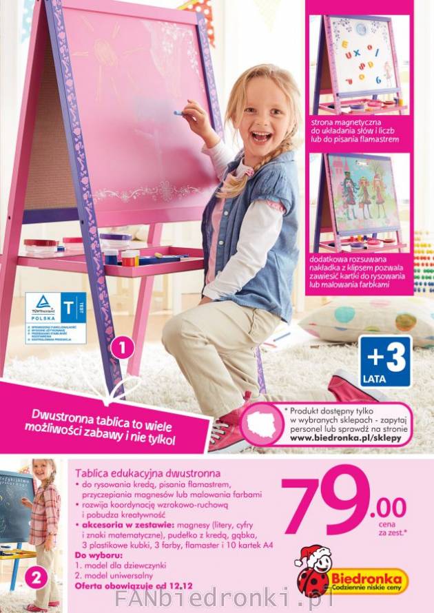 Biedronka oferuje tablicę dla dzieci. Zabawka edukacyjna w różowym kolorze dla ...