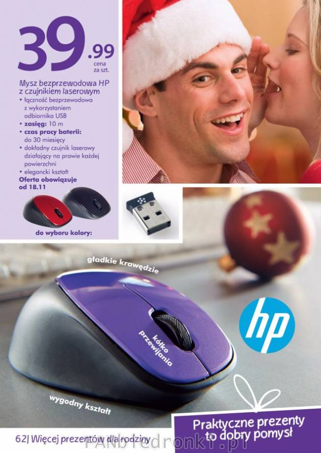 Mysz bezprzewodowa marki HP w Biedronce. Bezprzewodowa mysz o zasięgu 10 m, działa ...