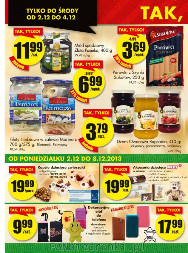 Tylko do 4 grudnia w Biedronce obniżka cen na artykuły spożywcze. Do kupienia ...