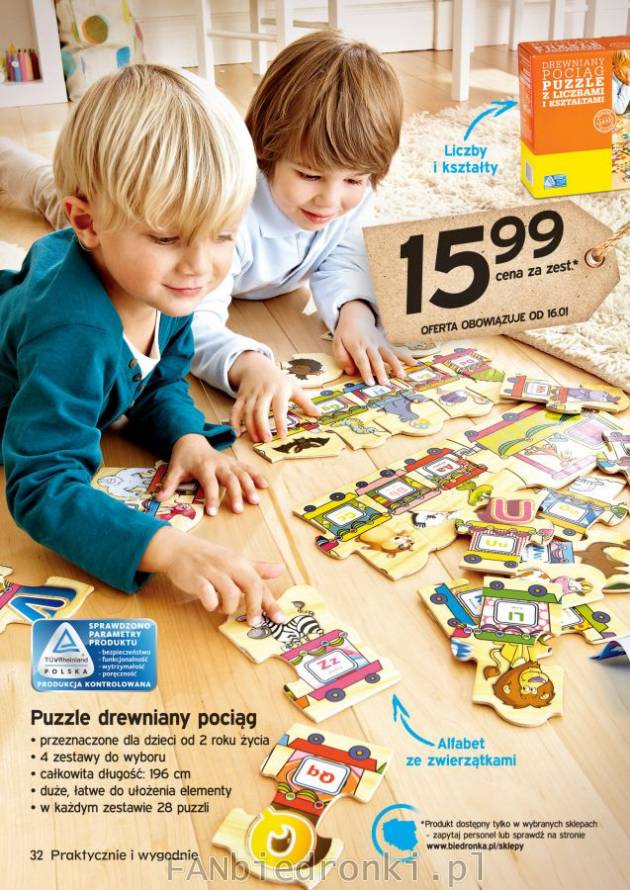 Puzzle drewniane jako prezent dla każdego dziecka. Puzzle typu pociąg, duże i ...
