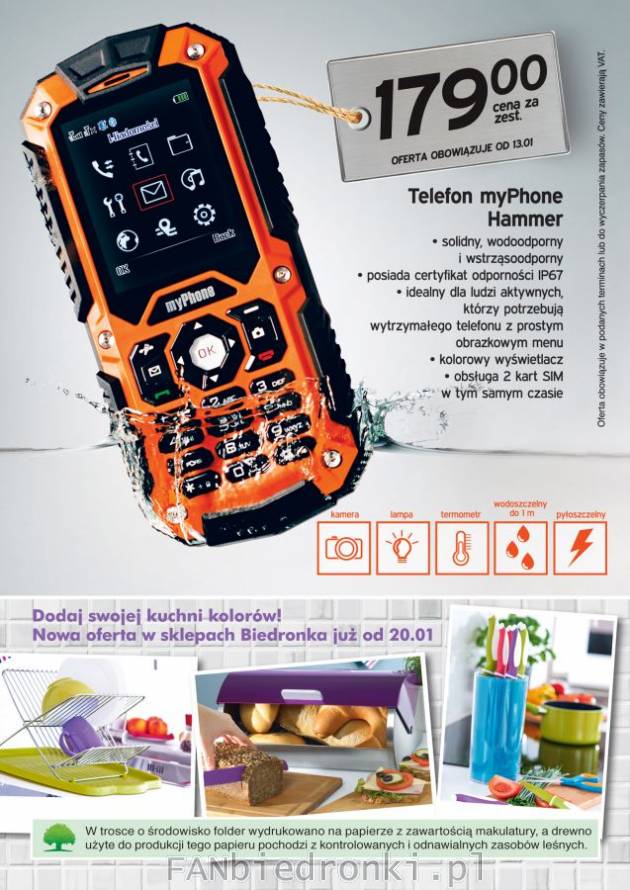 Telefon MyPhone Hammer, wodoodporny i prosty w obsłudze telefon. Idealny dla aktywnych ...