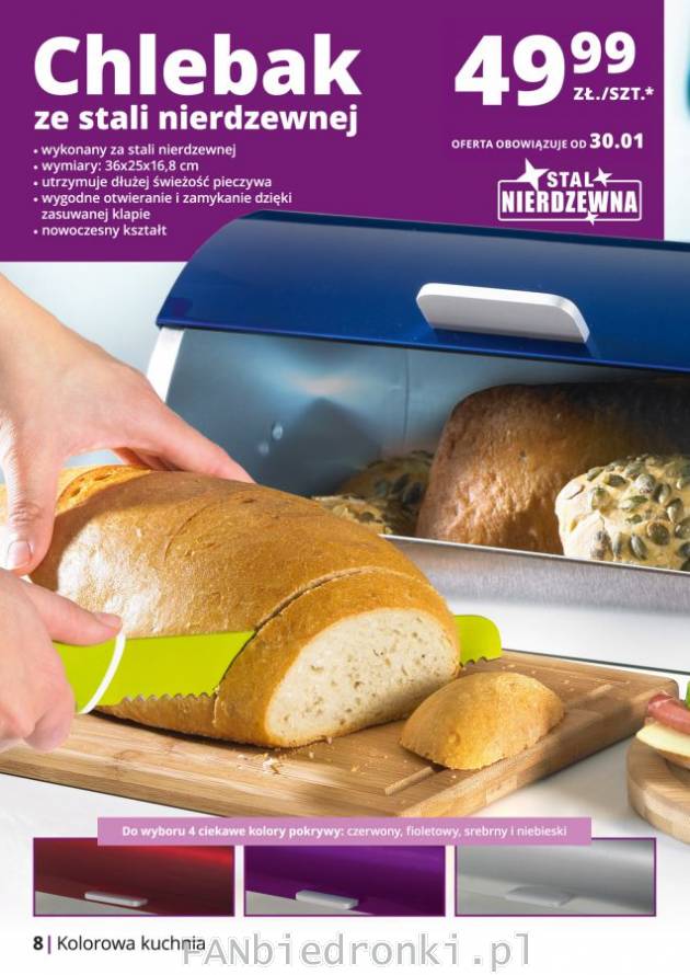 Biedronka oferuje chlebak ze stali nierdzewnej. Pojemnik do przechowywania pieczywa ...