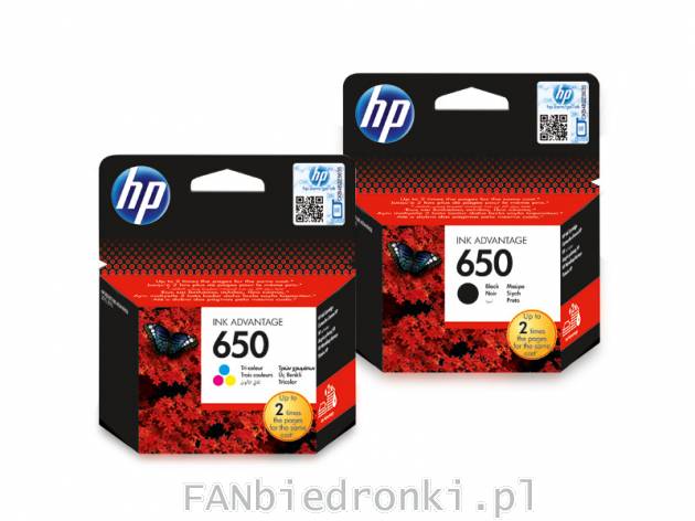 Tusz do drukarki HP 650 kolorowy lub czarny, cena: 34,99 PLN, 
- pojemność: 3 ...