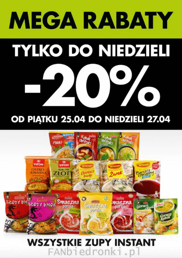 Rabat -20% na wszystkie zupy instant.
